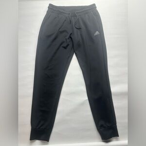 Adidas men’s black with black striped joggers. Size M